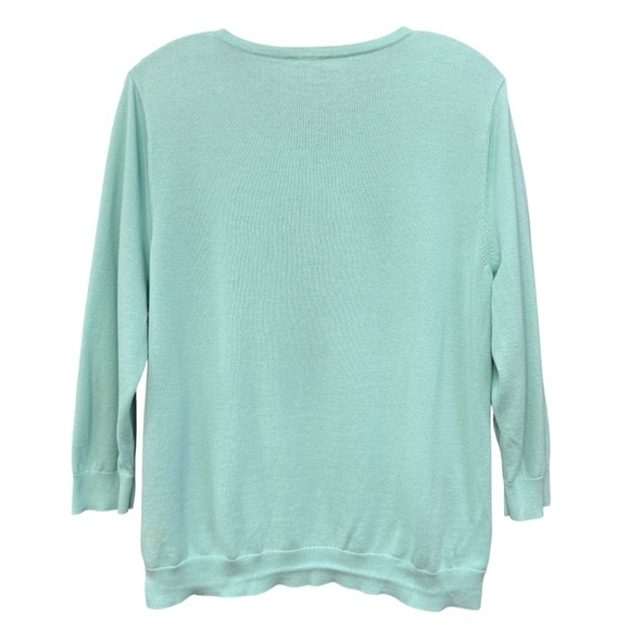 Talbots Mint Green Sequin Cardigan Sweater Women’s XL Cotton Long Sleeve - Picture 2 of 6